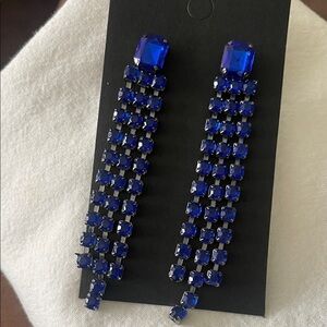 Elegant Blue Crystal Drop Earrings